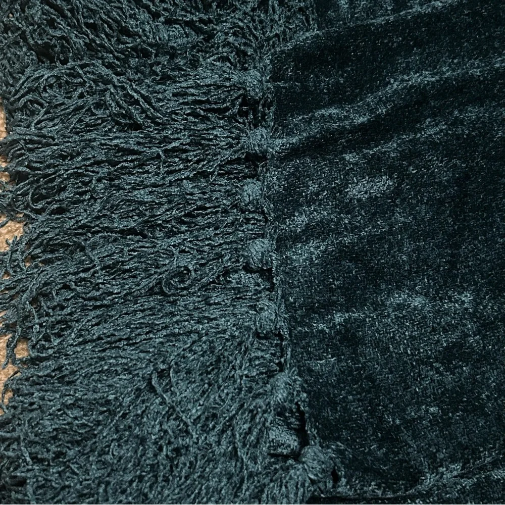 Martha Stewart Chenille Dark Turquoise Fringe Throw Blanket - Picture 2 of 3